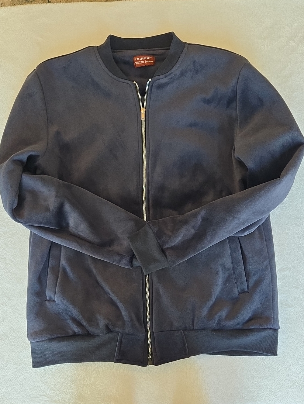 Consequence Men's Navy Velvet Bomber Jacket